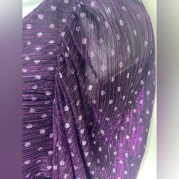 For Love & Lemons Purple Ruched Bodycon Dress w Bishop Sleeves - Picture 5 of 12